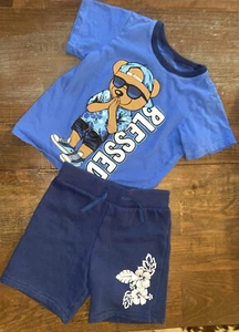 Maximus Rex Boys Size 5 SS Top/Short Set BLESSED Aloha teddy Bear - Picture 1 of 7