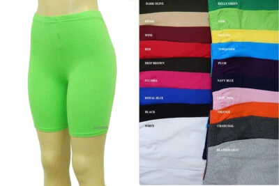 HIGH WAISTED COMFY COTTON SPANDEX YOGA GYM LEGGINGS BIKER SHORTS REG N PLUS S-5X - Image 1 of 4