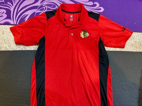 Chicago Blackhawks Red Black Polo Shirt Mens Size Medium Cover