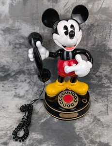 Teléfono parlante Mickey Mouse Telemania estilo giratorio empuje 1997 vintage funcionando - Imagen 1 de 20