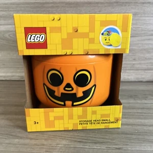 LEGO Storage Pumpkin Head Small Orange Container Halloween Decor 6"x7.5" NEW - Picture 1 of 5