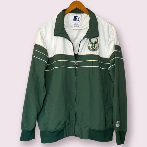 Starter Milwaukee Bucks Men’s Green / White Windbreaker Jacket Size XL Cover