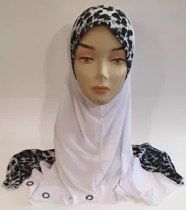Blanco Una Pieza Sin Cordones Pattren Musulmán Hiyab Cabeza Cubierta Bufanda Vestido Islámico - Imagen 1 de 7
