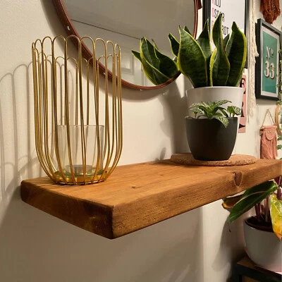 Scaffold Board Floating Rustic Shelves Industrial Wood Chic Shelf + Brackets - Image 1 of 4