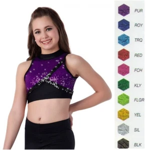 Victory Dance Costume CROP TOP Black w/Color & Size Choice Child & Adult - Picture 1 of 9