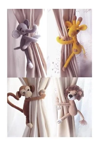 Safari Animals Nursery Curtain Holdbacks-Handmade Curtain Tieback Kids Room Gift - Picture 1 of 8