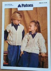 Patons Knitting Pattern 2126 for Childs Cardigan & Waistcoat in Aran ~ 20 - 30” - Picture 1 of 2