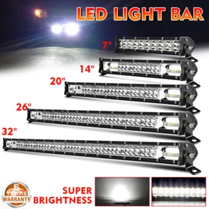 Barra de luz LED 7"" 14"" 20"" 26"" 32"" punto inundación todoterreno techo lámpara de conducción camiones 4x4 - Imagen 1 de 19