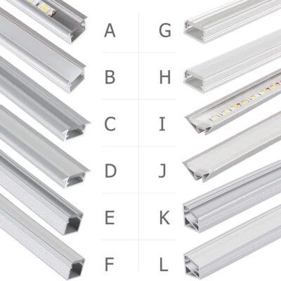 LED Aluprofil Leiste Schiene 1m 2m Aluprofil Aluminium Stripe für LED Streifen - Bild 1 von 4
