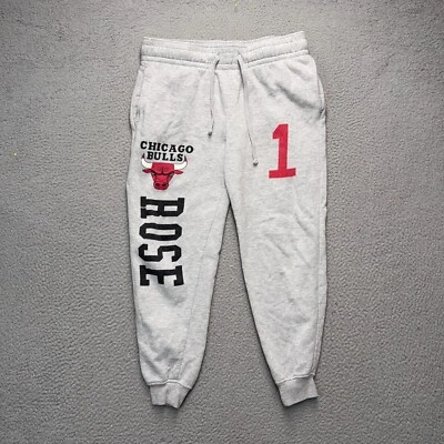 Derrick Rose 芝加哥公牛队慢跑运动裤青少年男孩中号 32x24 灰色羊毛 — 第 1/4 张图片