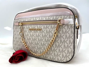 AUTÉNTICO NUEVO CON ETIQUETAS Michael Michael Kors Jet Set Logotipo Cadena Recubierta Lona Bandolera Grande - Imagen 1 de 11