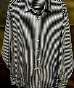 Austin Reed London Mens XL Long Sleeve Button Down Blue Striped Collared Shirt - Picture 1 of 3