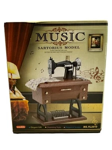 Musical Vintage Sartorius Sewing Machine Animated Music Box Plastic Seamstress - Picture 1 of 6