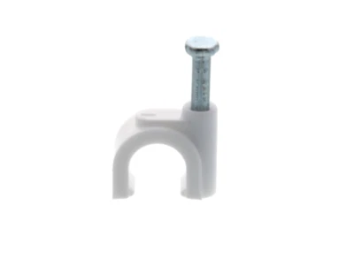 Paquete de 100 clips de cable redondos de 8 mm, blancos | clips clavables para cable RG6/coaxial EE. UU. Foto 1 de 3