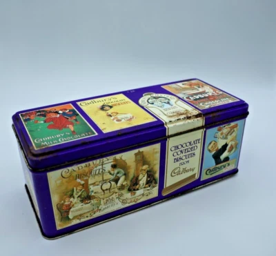 Cadbury's Chocolate Biscuits Hinged Metal Tin Box Advertising Ads Container a - Image 1 of 4