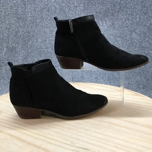 Libby Edelman Boots Womens 9.5 Casual Side Zip Ankle Bootie Black Fabric Heels - Picture 1 of 17