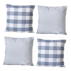 Christmas Buffalo Check Pillow Covers 22" x 22" (Pack of 4) Light Blue - Picture 1 of 8