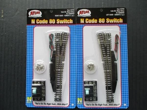 Atlas N Scale Code 80 Remote Switches 1 Each Left #2704 & Right #2705 Mint - Picture 1 of 2