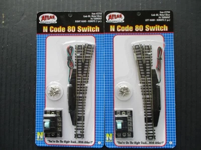 Atlas N Scale Code 80 Remote Switches 1 Each Left #2704 & Right #2705 Mint - Image 1 of 2