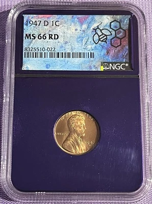 1947 D RED Copper Penny 1c NGC MS66 GORGEOUS HOLDER Uncirculated 👍🏼👍🏼 - Image 1 of 4