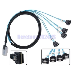 100cm 36PIN Mini SAS SFF-8087 to 4 SATA 7PIN Right Angle Splitter Breakout Cable - Picture 1 of 13