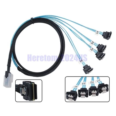 100cm 36PIN Mini SAS SFF-8087 to 4 SATA 7PIN Right Angle Splitter Breakout Cable - Image 1 of 4