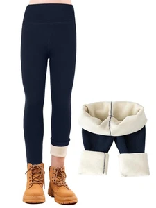 Girls' thermal leggings, lined thermal trousers, dark blue, 110 cm (3-4 years) - Picture 1 of 5