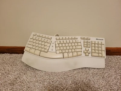 Vintage Microsoft  X03-51763 Natural Keyboard Elite Ergonomic White WORKING - Image 1 of 4