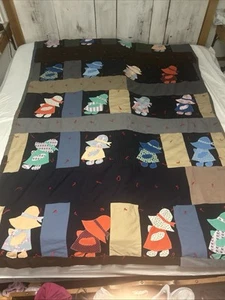 "COLCHA SUNBONNET SUE DE COLECCIÓN circa años 40 84""x56"" excelente forma" - Imagen 1 de 7