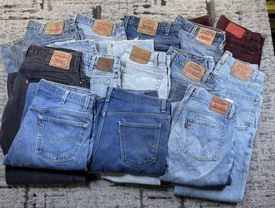 LOT OF 13 VINTAGE LEVIS DENIM JEANS 501 505 517 550 + DISTRESSED VTG 80s 90s Y2K - Image 1 of 4