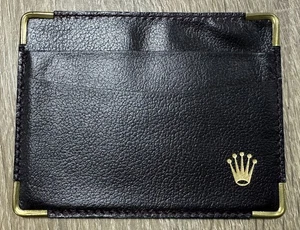 ROLEX 0101.70.50 Day Date Genuine Dark Brown Leather Credit Card Holder Wallet  - Picture 1 of 4