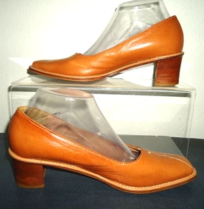 Vintage 70er Jahre Alessandra Italy Damen Leder Beige Schuhe Gr-9,5 / 39,5 - Bild 1 von 18