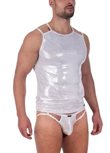 Manstore M2323 Delta Tank Shirt Size L RRP: 99.95€ New Silver-White - Picture 1 of 4