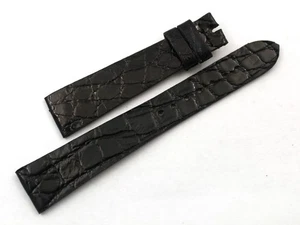 Watch Strap Real Crocodile Black Polished 18/14mm Good Quality Unisex - Picture 1 of 4