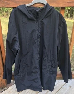 Eileen Fisher Damen Full Zip Hoodie Nylonmischung Regenmantel Gr. M schwarz leicht - Bild 1 von 14