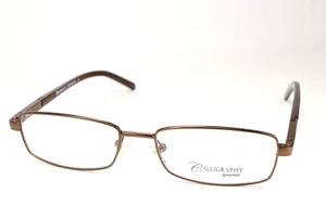 CALLIGRAPHY HEMINGWAY Shiny Brown 52-16-140 Rectangular Eyeglasses Frames B116 - Picture 1 of 11
