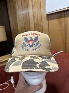 VINTAGE Desert Storm Hat Cap Snap Back Saddam Saudi Arabia Trucker Mens Foam - Picture 1 of 6