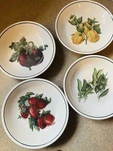 "Juego de 4 cuencos de pasta WILLIAMS SONOMA Harvest 9"" berenjena tomates pimientos guisantes" - Imagen 1 de 5