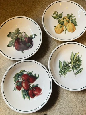 "Juego de 4 cuencos de pasta WILLIAMS SONOMA Harvest 9"" berenjena tomates pimientos guisantes" Foto 1 de 4