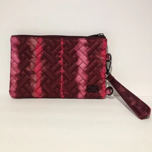 LUG Peekaboo Pink Maroon Wristlet Travel Pouch Poly Nylon Quilted Bag Purse - Bild 1 von 14