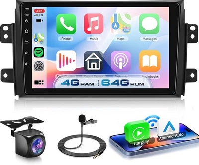 4G+64G Autoradio Android 13 per Suzuki SX4 2006-2013 Fiat Sedici 2005-2014, 9" H - Immagine 1 di 4