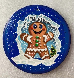 Gingerbread Man Hand Painted Wood Christmas Ornament #85 - Picture 1 of 3