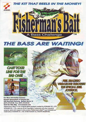 Fisherman's Bait A Bass Challenge Arcade Game FLYER Original NOS 1998 Vintage  - Image 1 of 2