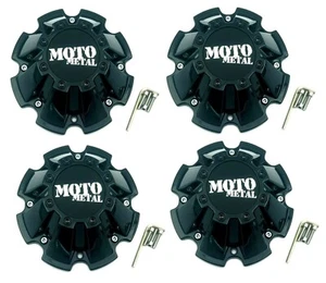 4 PACK M793BK01 Moto Metal Gloss Black Wheel Center Cap CAP M-793 - Picture 1 of 5