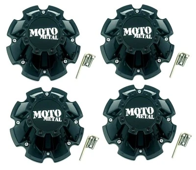 4 PACK M793BK01 Moto Metal Gloss Black Wheel Center Cap CAP M-793 - Image 1 of 4
