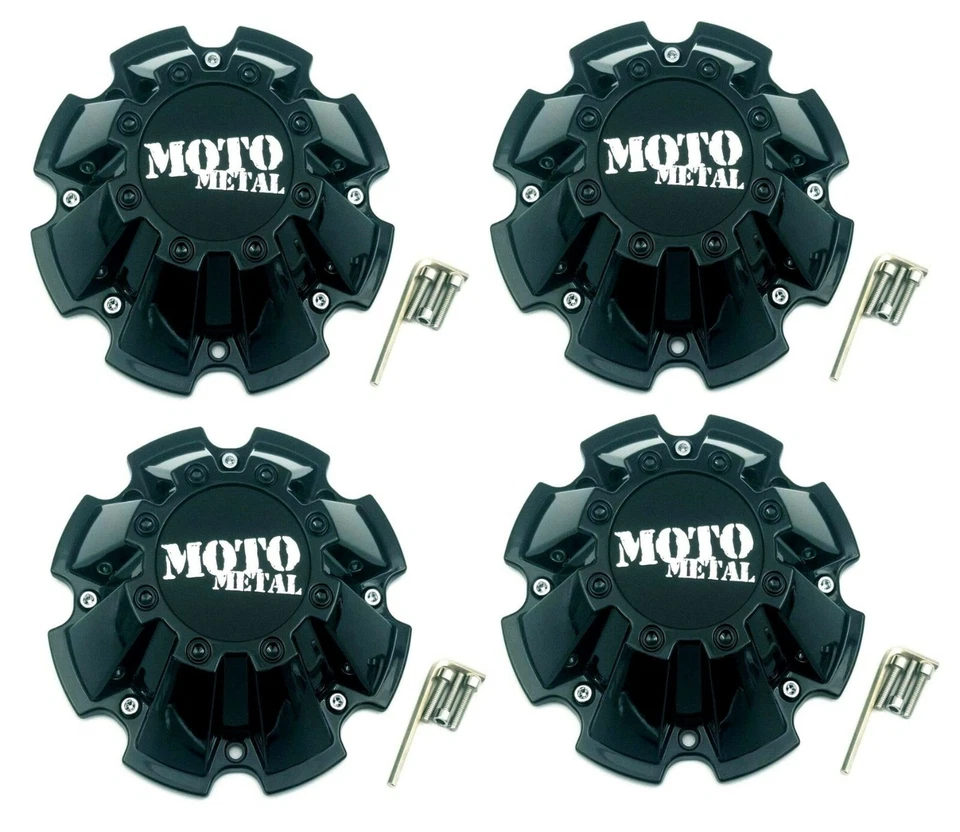 4 PACK M793BK01 Moto Metal Gloss Black Wheel Center Cap CAP M-793 - Image 1 of 4
