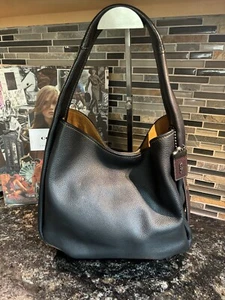 COACH 1941 BANDIT HOBO 39 Glovetanned Pebble Leather Handbag Black 87363 - Picture 1 of 16