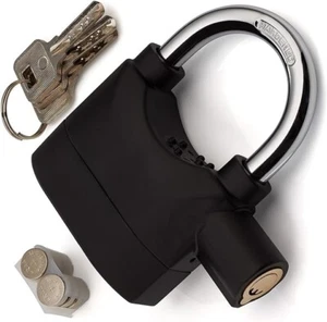 Heavy Duty Weatherproof Alarm Padlock - High Security Outdoor Lock with 3 Keys - Picture 1 of 5