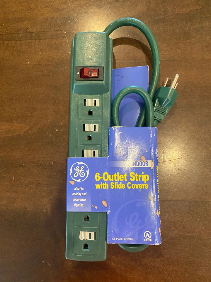 GE 6-Outlet Power Strip With Slide Covers | Indoor | Green - Image 1 of 1