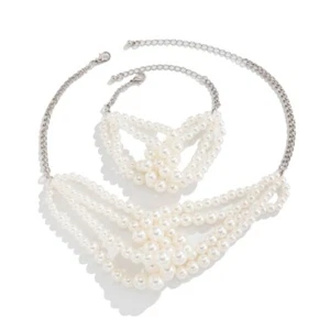 Multi Layer Pearls Necklace and Set Unique Knotted Jewelry Accessory - Picture 1 of 8